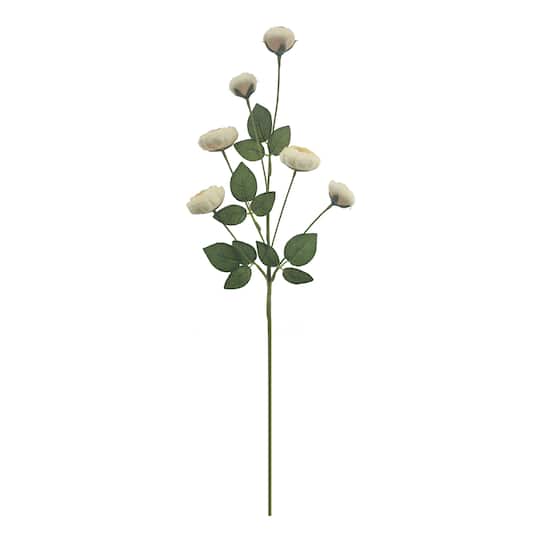32" Cream Ranunculus with Leaves Stem by Ashland®